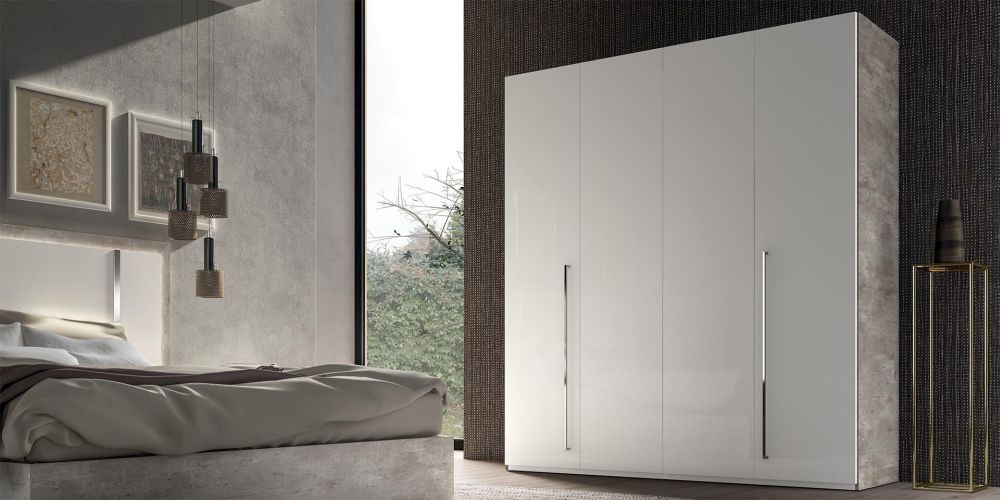 Product photograph of Status Treviso Night Grey Italian 4 Door Wardrobe from Choice Furniture Superstore.